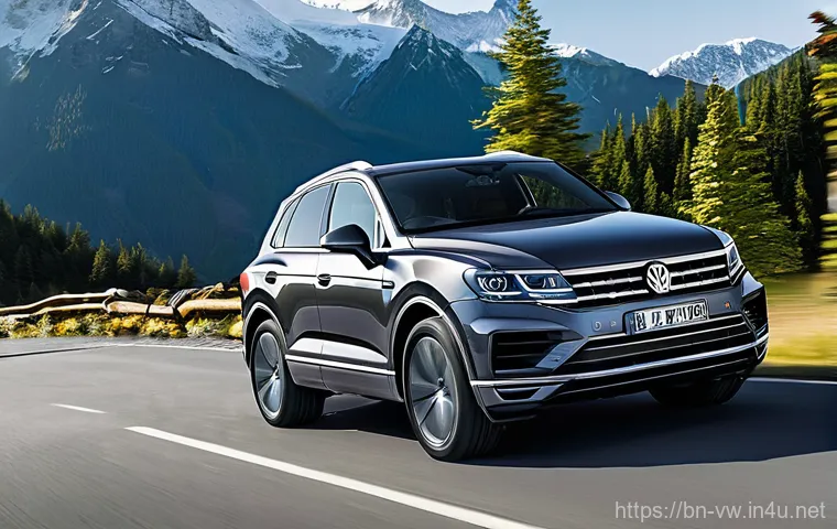 폭스바겐 투아렉과 볼보 XC90 비교 - **Prompt: Volkswagen Touareg - Dominant Mountain Presence**
A majestic Volkswagen Touareg R-Line...