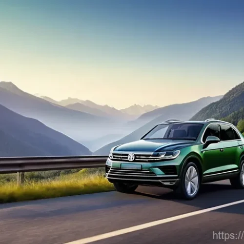 Home 2 폭스바겐 투아렉의 장거리 주행 리뷰 - **Prompt 1: Majestic Highway Cruise**
"A sleek, silver Volkswagen Touareg SUV smoothly cruising ...